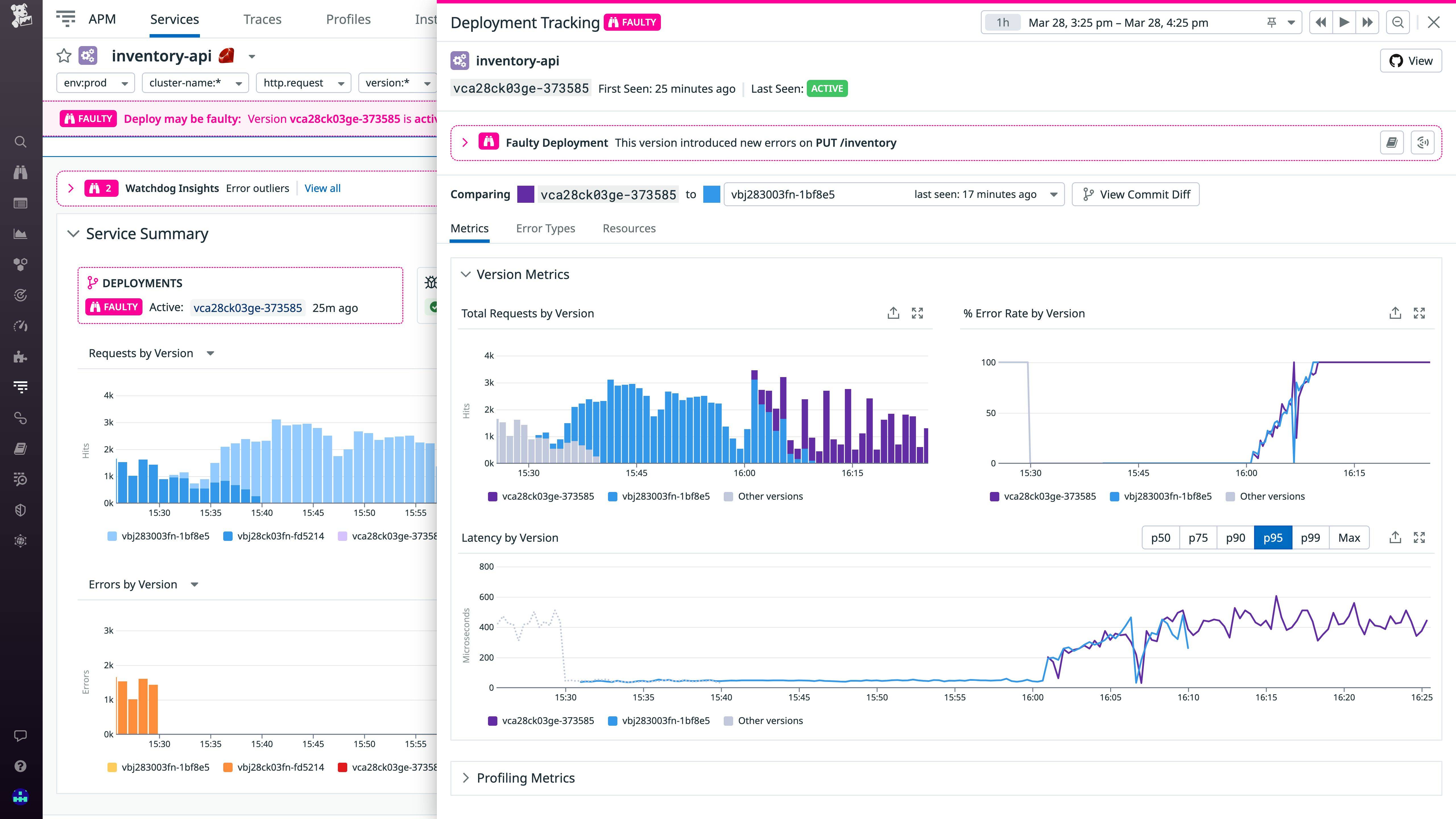 Datadog APM Interface