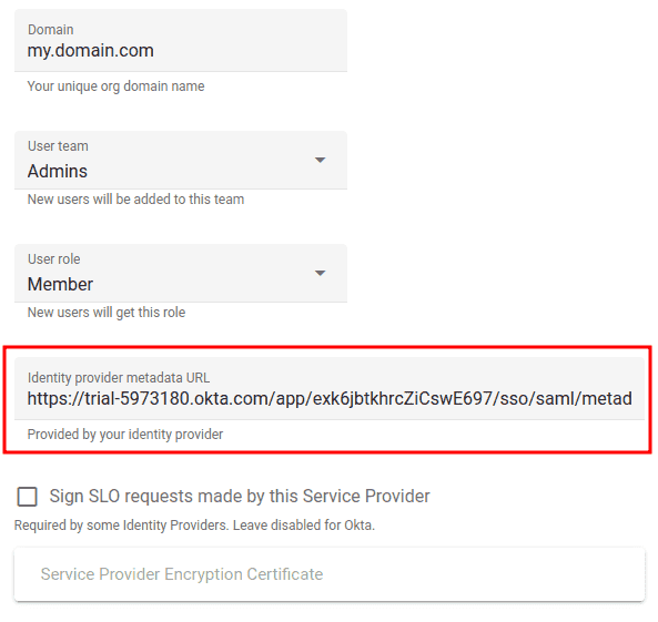 Uptrace metadata URL