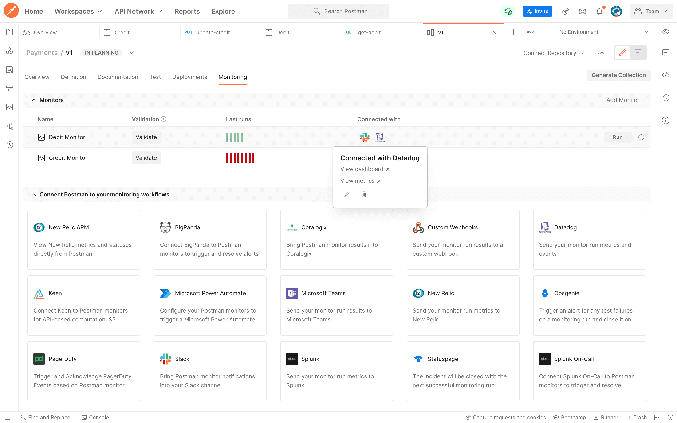 Postman API Monitoring