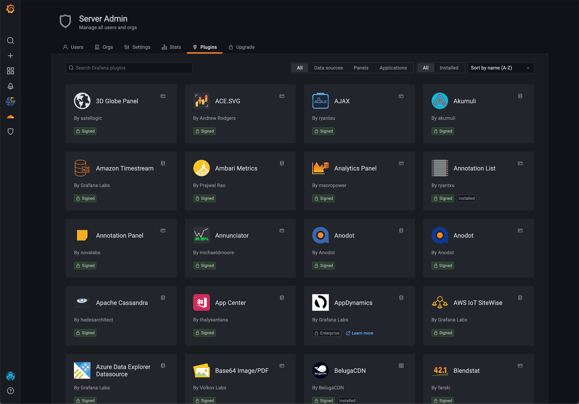 Grafana's plugin marketplace