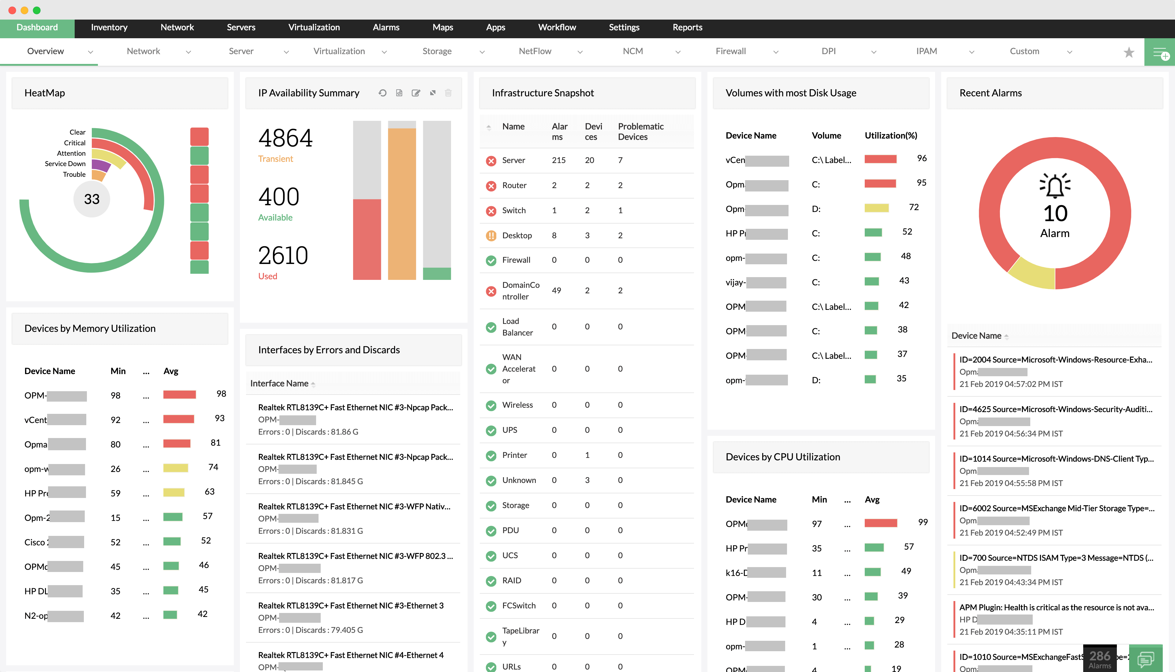 ManageEngine Dashboard