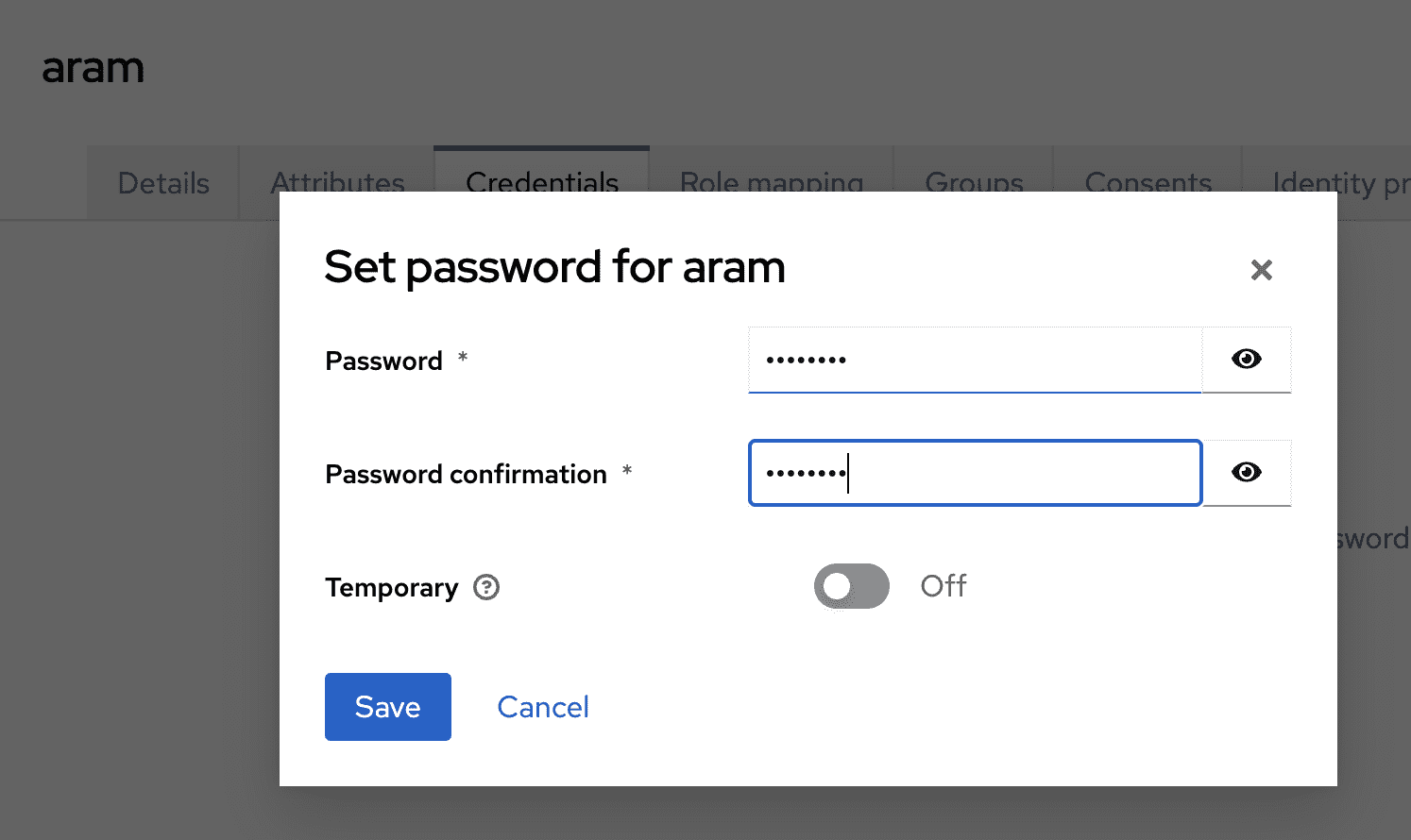 User password